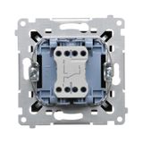 Intermediate switch with indicator light, LED not replaceable Color: blue, (module), 10AX, quick connection, Inox, metallized
