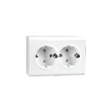 OUTLET SURFACE MOUNTED DOUBLE W/EARTH WHITE 6-PACK