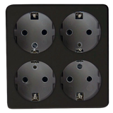 4-Way Power Socket 16A, Without Cable, Black