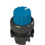 Illuminated knob selector, 3 positions blue with marking