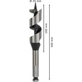Wood auger bit, hexagon 25 x 100 x 160 mm, d 11,1 mm