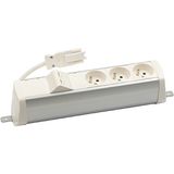 Expanded power strip set: 3x250V type E + 2xRJ45 plate with Keystone mounting., Wieland quick connector, aluminum white