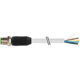M12 male 0° A-cod. with cable PUR 8x0.25 gy UL/CSA+drag ch. 15m