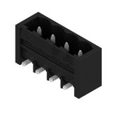 PCB plug-in connector, male header, closed side, THT/THR solder connection, 5.08 mm, Number of poles: 4, 270°, Solder pin length (l): 1.5 mm, tinned, black, Box