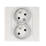 Double angled socket outlet with earthing and current phase constancy, Complete product, 16A, matt aluminum