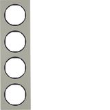 Frame 4gang, R.3, stainless steel/black