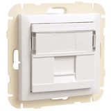 COV RING W/SING SUPPORT F/RJ45 CONNECT WHITE