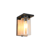 Ardila wall lamp E27 wood/matt black dusk sensor