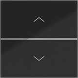 Push button cover, single, arrow, A.x/C.x,A.x/C.x night black glass