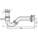 Bidet siphon without outlet 11/4"x32, chrome
