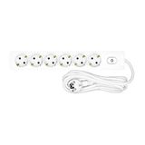 Power-strip 6-way, 5m cable, switch, white