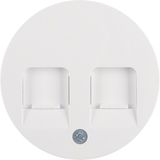 Central part RJ data socket 2-way with dust filter R.1/R.3/R.8, polar white