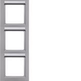 Frame 3gang with labelling field vertical Q.3 alu velvety, lacquered