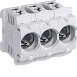 Plastic Fuse base D02 w. clamp ,3-p, 63A