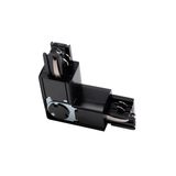 Adjustable connector L 90° for 3-phase track, black