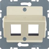 Central plate 2gang for Krone jacks, com-tech, white glossy