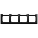 1734 NSK-915  Cover frame with labelling field, horizontal with label space 4-gang black matt - Busch-balance SI