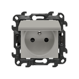 SOON ON SALE, single socket outlet with earthing for IP44 version without frame seal, with shutters, (module), Simon 24, IP44, 16A, cashmere