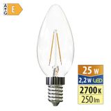 LED bulb candle 2.2W, E14, 2700K, CRI80, vit. angle 320°, 360° 250lm