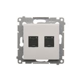 Double computer socket RJ45 cat. 6 with anti-dust cover, (module), white