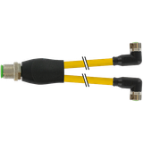 Y-Distributor M12 male / M8 female 90° A-cod. PUR 3x0.25 ye 0,2m