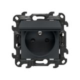 Single socket outlet with earthing for IP44 version without frame seal, with shutters, (module), Simon 24, IP44, 16A, graphite mat, Flap color: Same as a cover