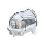 OVAL-7040T/R, E27, 25W, white-polypropylene, cover transparent-glass, IP54, removable steel cage