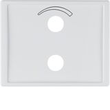 Central part for radio system with small sound system, place for headphones and volume control with print, Berker K.1, white, gloss