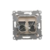 Double socket outlet with Schuko earthing and shutters, flush mounted - Scandinavian version, (Complete product), 16A, 250V, Screw, Silver matt, metalic