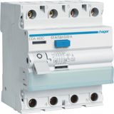 Residual Current Circuit Breaker Hager RCCB (RCD) 4P 400V 0.03A Type A 63A 4TE