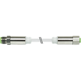 M12 Steel male 0° / M12 Steel female 0° A-cod. PVC 4x0.34 gy  10m
