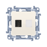 HDMI single socket, cream white/electro white