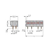 2-conductor PCB terminal block 0.75 mm² Pin spacing 5/5.08 mm gray