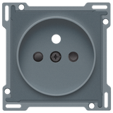 Finishing set for socket outlet with pin earthing and shutters, for Niko Rocker and Niko Toggle, blue grey coated