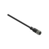 M12 female wired connector: straight, 4 poles, 10 m cable, cable sheath PVC