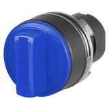 Knob selector switch,illuminated, blue, 3-position, Cam O, spring return to Centre