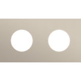 Twofold faceplate, 71 mm centre distance, for 2 socket outlets, Niko Rocker and Niko Toggle, steel champagne coated