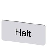 Labeling plate 12.5 x 27 mm, silver-colored label, labeling: Halt