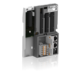 Terminal base. For AC500 V3. 1 slot for communication module. 2 Ethernet interfaces. 1 serial interface. 1 CAN interface (TB5610-2ETH)