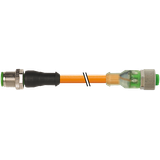 M12 male 0°/M12 female 0° A-cod. LED PUR 4x0.34 or +robot+drag ch. 3m