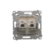 Double socket outlet with Schuko earthing and shutters, flush mounted - Scandinavian version, (Complete product), 16A, 250V, quick connection, Silver matt, metalic