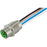 M12 Power female recept. K-cod. front PE-X-wires 5x2.5 UL 1m