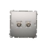Double aerial socket type "F", Silver matt, metalic