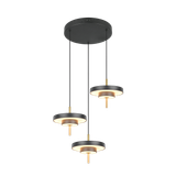 Keaton LED pendant 3-pc matt black/brass