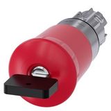 EMERGENCY-STOP mushroom pushbutton, 22 mm, round, metal, shiny, red, 40 mm, with Siemens lock, C,