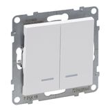 2-GANG ONE-WAY SWITCH ILLUMINATED 10AX AUTOMATIC TERMINALS WHITE