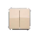 Double two-way switch, (module), 10AX, Screw, beige