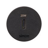Furniture charger USB-C 20W single, Simon 400 Flash 30, IP20, black, Mount. dimen.: Ø17mm