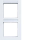 Cover frame double vertical, text field, A.1, light white glossy