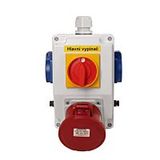 Combination SB225 3xsocket + switch IP44